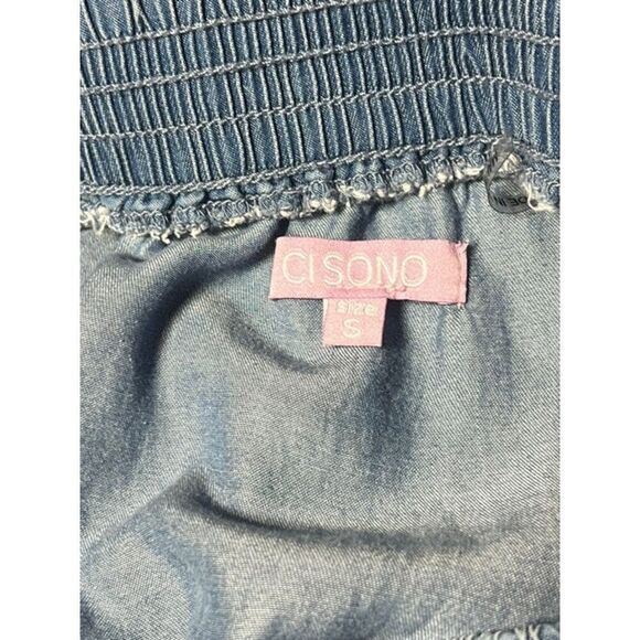 Cisono Strapless Summer Weight Denim Romper Pant Set Size Small - Picture 4 of 4